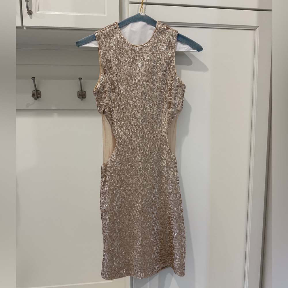 Dress the Population Shimmering Gold Mini Dress